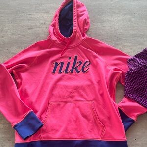 Nike Pink and Blue Pullover and “just do it” purple and black thermal hoodie.